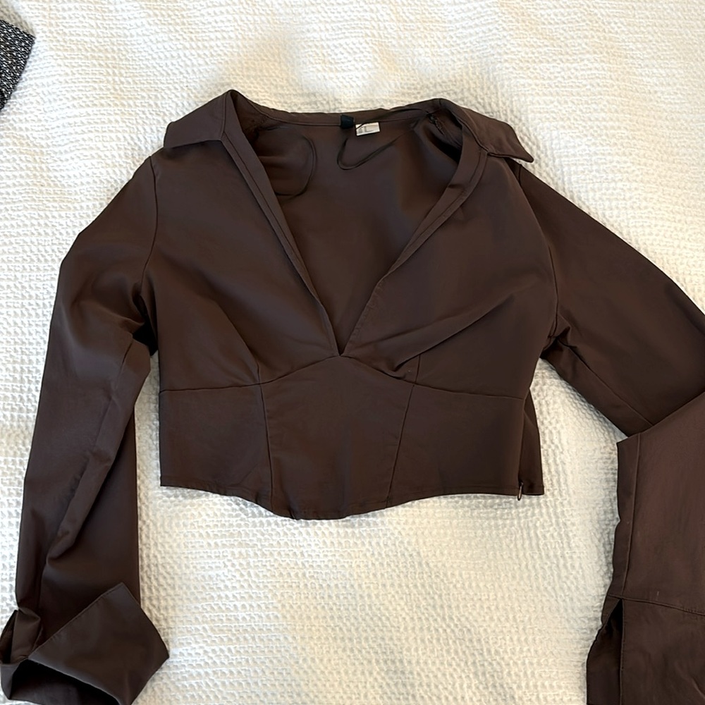 H&M Brown Crop Top - long sleeve